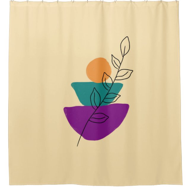 Cortina Para Box Ilustração boho de folhas (Frente)