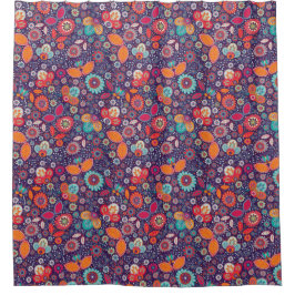 Cortina Para Box Ilustração Colorida Natureza Padrão Floral