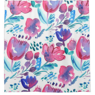 Cortina Para Box ilustração com desenho de mão rústica floral estil
