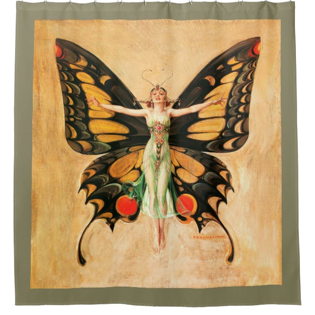 Cortina Para Box Ilustração da Mulher Voando Borboleta Flapper (Frente)