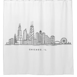 Cortina Para Box Ilustração da paisagem urbana de Chicago IL