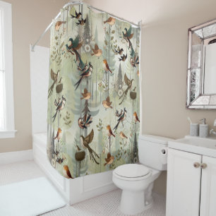 Cortina Para Box Ilustração de arte de aves simplistas do estilo mo