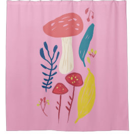 Cortina Para Box Ilustração de cogumelo (PINK BKGRD)