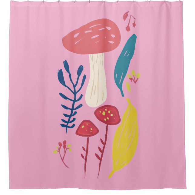 Cortina Para Box Ilustração de cogumelo (PINK BKGRD) (Frente)