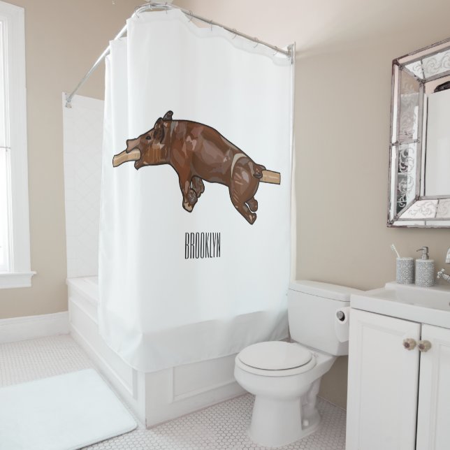 Cortina Para Box Ilustração de desenho animado assado/assado porcin (In Situ)