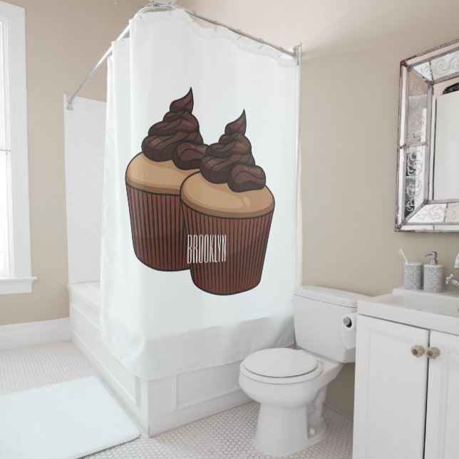 Cortina Para Box ilustração de desenho animado de cupcake (In Situ)