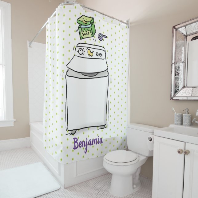 Cortina Para Box Ilustração de desenho animado de máquina de lavar  (In Situ)