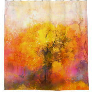 Cortina Para Box Ilustração de floresta de outono suave e colorida.