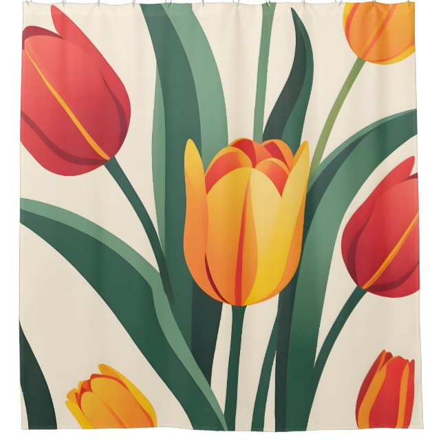 Cortina Para Box Ilustração de Tulipas Negrito (Frente)