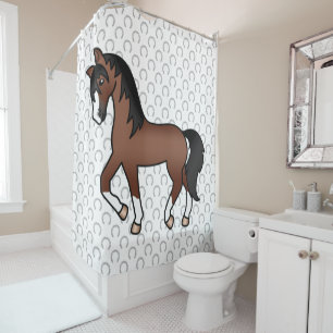 Cortina Para Box Ilustração do desenho animado de Cavalo Trotado Ca