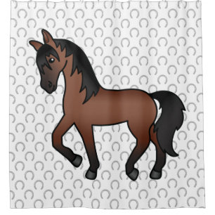 Cortina Para Box Ilustração do desenho animado de cavalos de Trote 