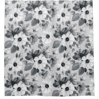Cortina Para Box Ilustração Vintage de Watercolor Buquê de Flores S