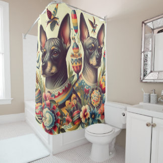 Cortina Para Box Ilustração Vintage Xoloitzcuintle