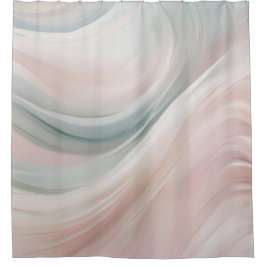 Cortina Para Box Impressão Abstrata de Redemoinho Costeiro Rosa e M