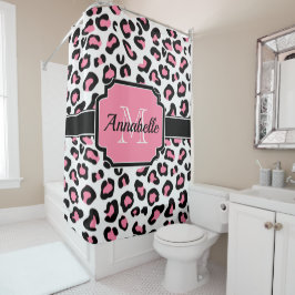 Cortina Para Box Impressão cor-de-rosa do leopardo