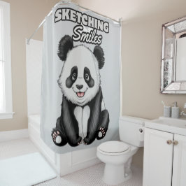 Cortina Para Box Impressão de Arte Panda Clássica Preta e Branca