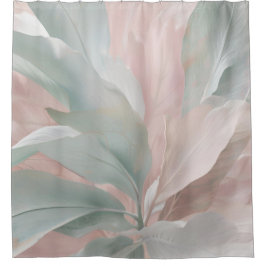 Cortina Para Box Impressão de Botânica Costeira Cor Verde e Rosa