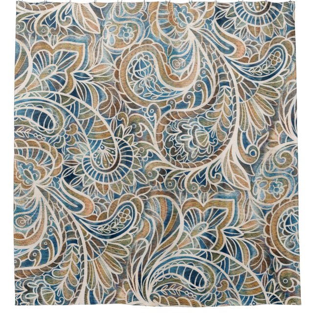 Cortina Para Box Impressão de desenho manual de saltos multicores (Frente)