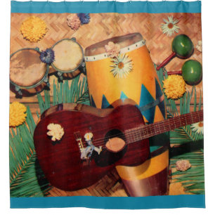 Cortina Para Box impressão de instrumentos musicais latinos
