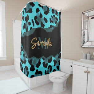 Cortina Para Box Impressão de Leopardo Azul-Cento