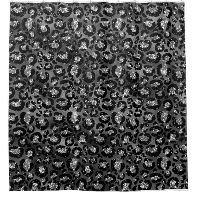 Cortina Para Box Impressão de Leopardo Preto e Cinza Prata (Frente)