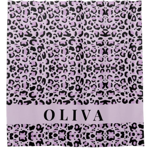 Cortina Para Box Impressão de leopardo rosa personalizada clássica (Frente)