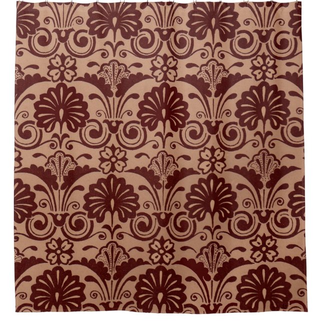 Cortina Para Box impressão de leques e folhas castanhas (Frente)