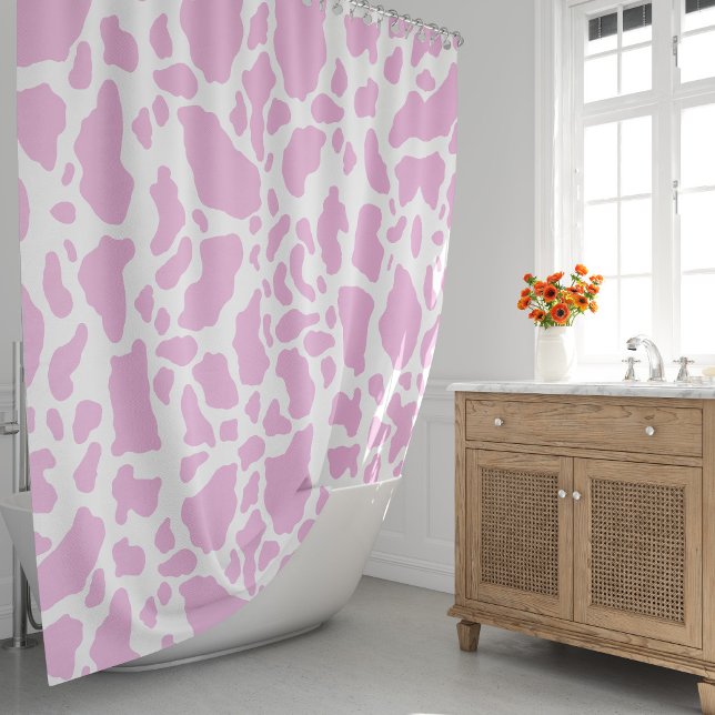 Cortina Para Box Impressão de Vaca Rosa (Pink Cow Spots Animal Print Pattern Shower Curtain by Looly Elzayat)