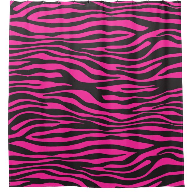 Cortina Para Box Impressão de Zebra Rosa e Negra (Frente)