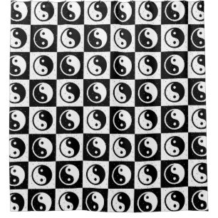 Cortina Para Box Impressão do bloco Zen Yin-yang, branco preto, mar