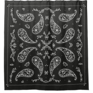 Cortina Para Box Impressão do Ornamento de Paisley Bandana, preto 
