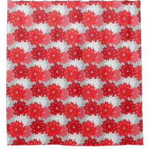 Cortina Para Box Impressão floral moderno do quimono, vermelho e
