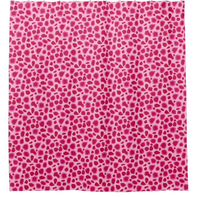 Cortina Para Box Impressão Leopardo, Fúchsia e Rosas claro (Frente)