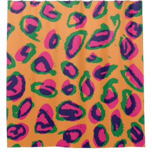 Cortina Para Box Impressão Leopardo, Padrão Animal Colorido.