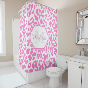 Cortina Para Box Impressão Leopardo Rosa