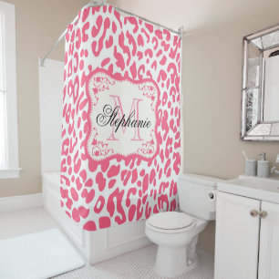 Cortina Para Box Impressão Leopardo Rosa
