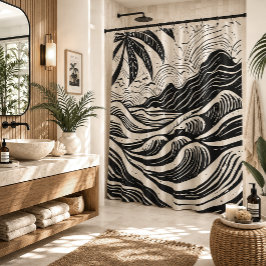 Cortina Para Box impressão litográfica de ilha tropical