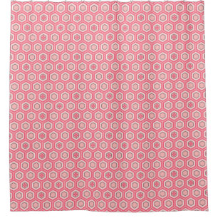 Cortina Para Box Impressão sextavado do quimono, cor-de-rosa coral