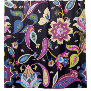 Cortina Para Box Índia Paisley Seamless Floral Ornament