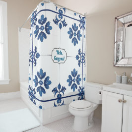 Cortina Para Box Indigo Azulejo Blue Portuguese Lisbon