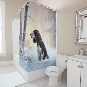 Cortina Para Box Inglês Springer Spaniel Deixe-o nevar Natal