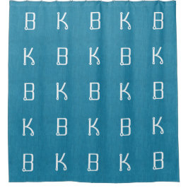 Cortina Para Box Iniciais de Tecidos Turquoise Denim Personalizadas