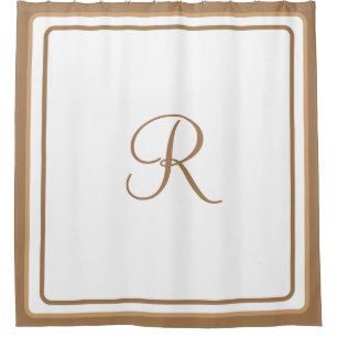 Cortina Para Box Inicial Hoteleiro Chic Monogramado Simples Dourado