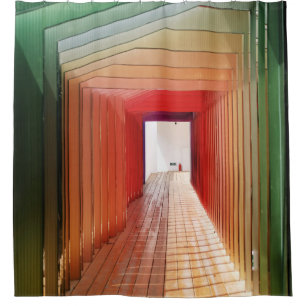 Cortina Para Box Interior do corredor de madeira verde e vermelha