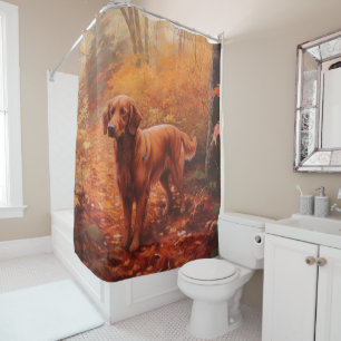 Cortina Para Box Irlandês Red Setter no outono deixa cair inspiraçã