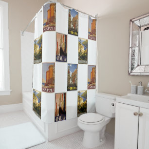 Cortina Para Box Itália retro colagem cidades poster