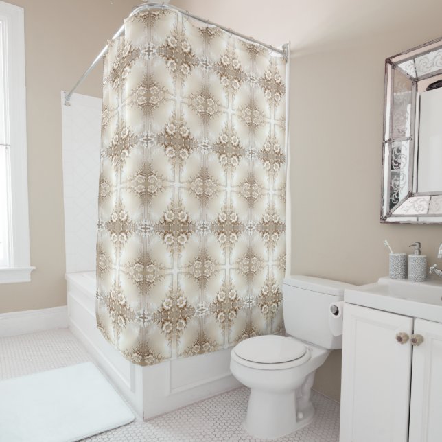Cortina Para Box Ivory Flowers Shower Curtain (In Situ)