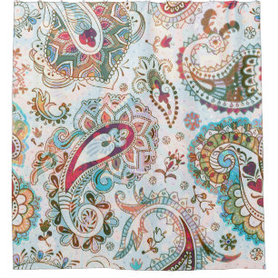 Cortina Para Box Jacobean Ethnic Floral Patterno