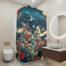 Japanese Inspired Luxury Bathroom Floral Art
