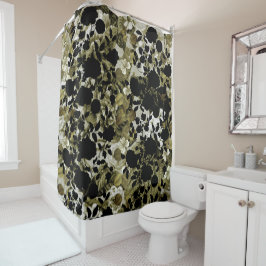 Cortina Para Box Jardim botânico verde branco preto Toile floral